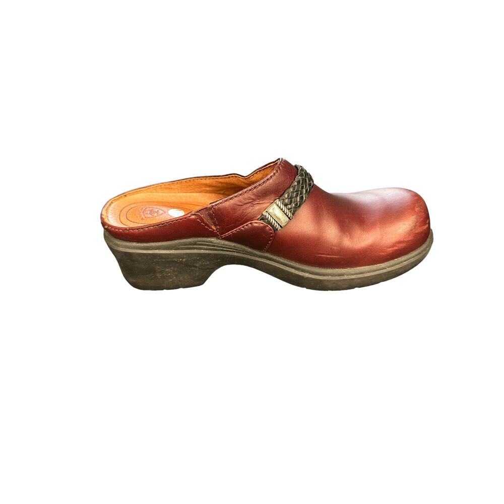 Ariat Burgundy Leather Western Cowgirl Braided‎ Slip On Mule Clogs Size 8